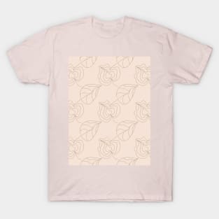 Brown contours of flowers and leaves on a beige background. Refined lines, plants, silhouettes T-Shirt